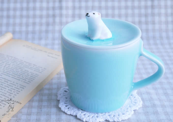  Cute Polar Bear Figurine Ceramic Coffee Cup 