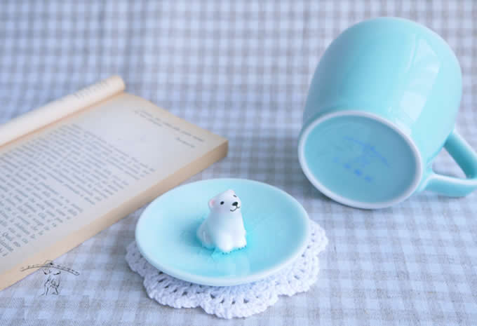  Cute Polar Bear Figurine Ceramic Coffee Cup 