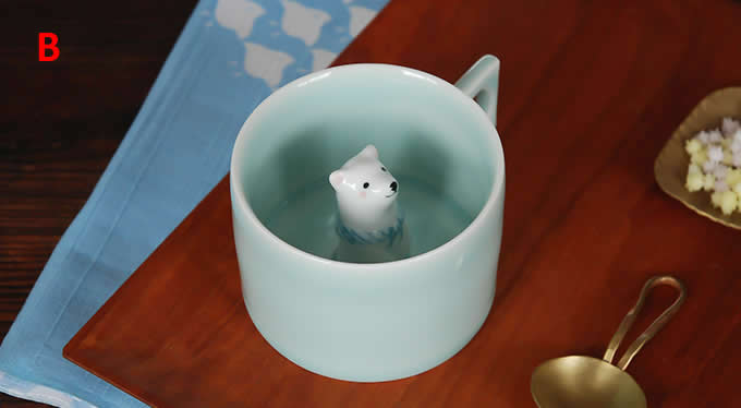  Cute Polar Bear Figurine Ceramic Coffee Cup 