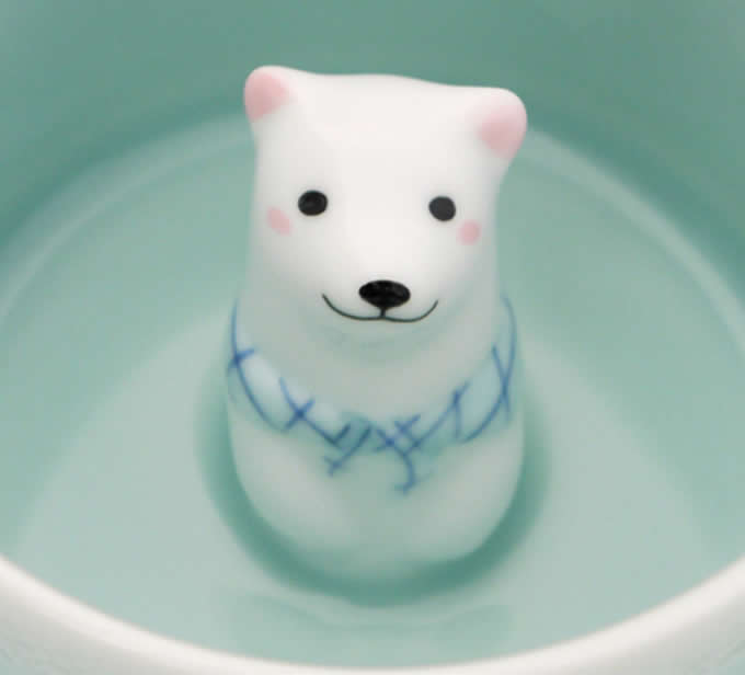  Cute Polar Bear Figurine Ceramic Coffee Cup 