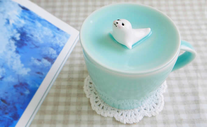 Cute Seal Figurine Ceramic Coffee Cup 