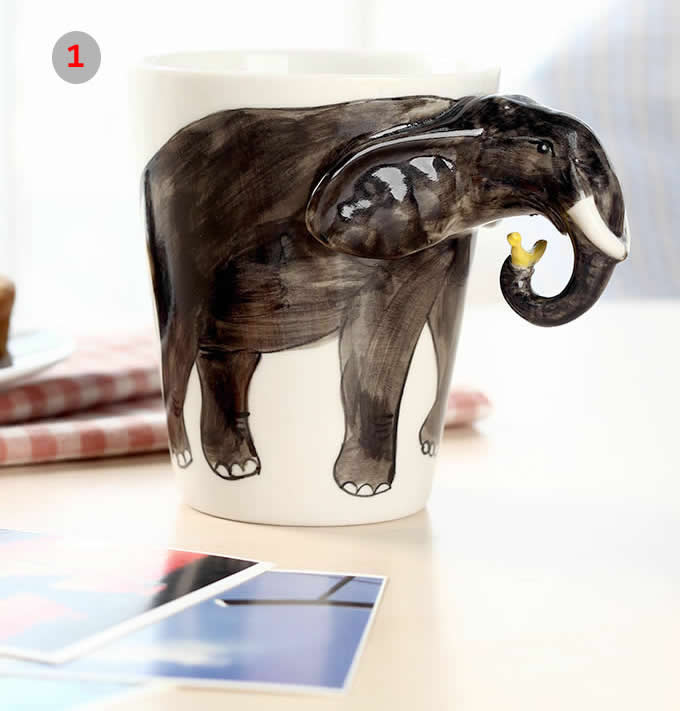 Hand Painted Animal Shaped Coffee  Mug 