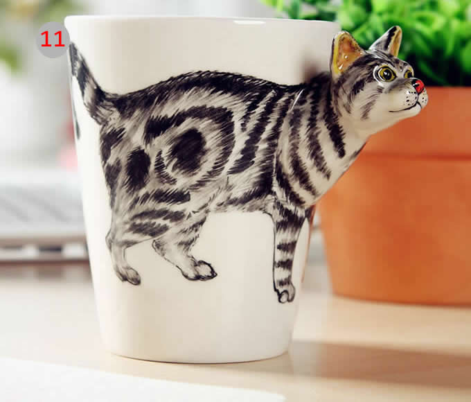 Hand Painted Animal Shaped Coffee  Mug 