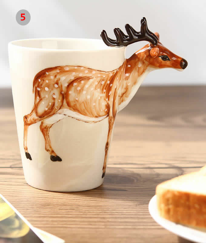 Hand Painted Animal Shaped Coffee  Mug 