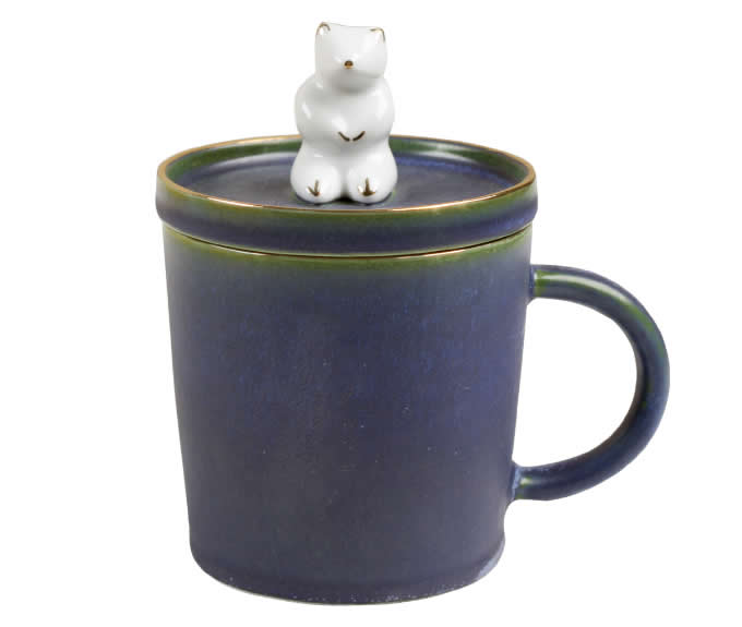  Porcelain Coffee Mug with Beer On Lid 