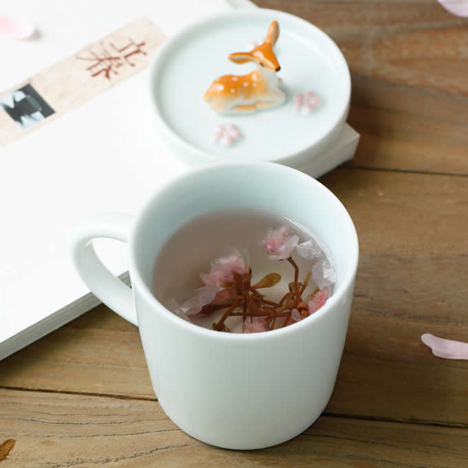  Porcelain Coffee Mug with 3D Deer On Lid