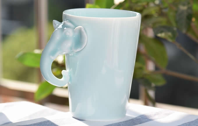  Porcelain Coffee Mug with Elephant Head Handle