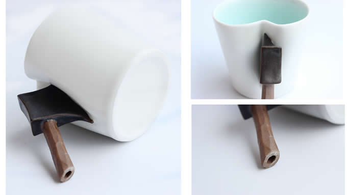  Porcelain Coffee Mug with Hatchet  Handle