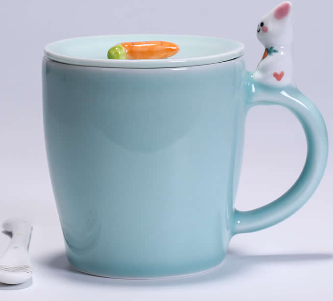 Porcelain Coffee Mug with Rabbit On Handle