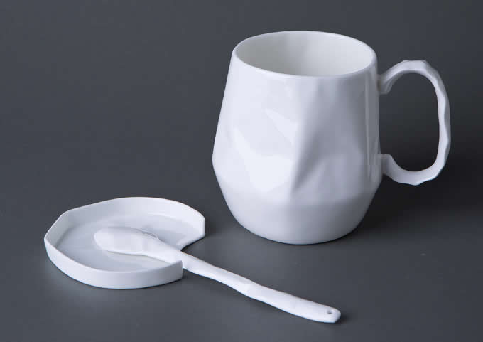 Porcelain Crumpled Paper Style Coffee Cup
