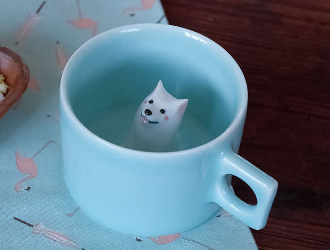  Samoyed Figurine Ceramic Coffee Cup