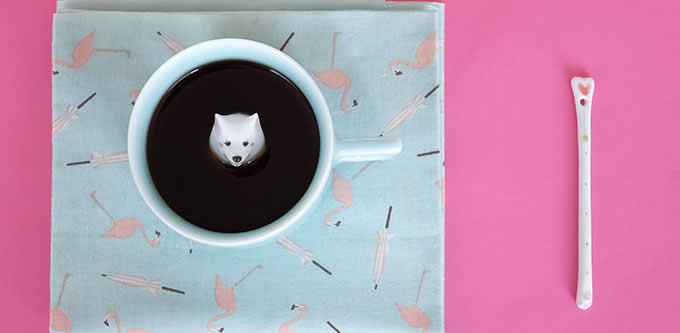  Samoyed Figurine Ceramic Coffee Cup