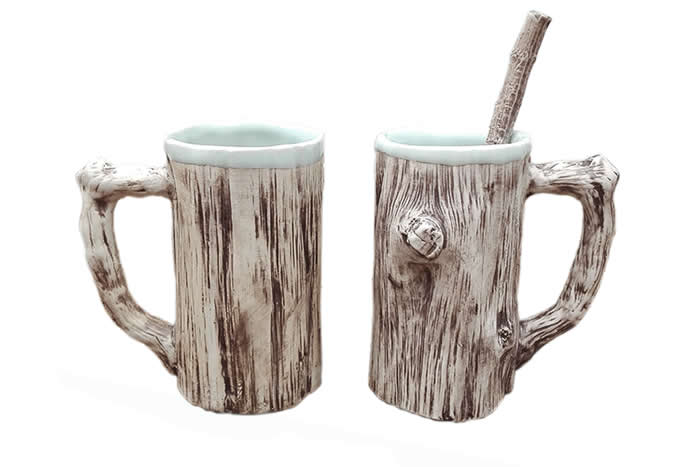 Tree Trunk Style Ceramic Water Cup