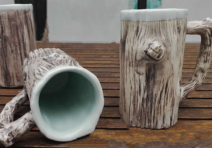 Tree Trunk Style Ceramic Water Cup