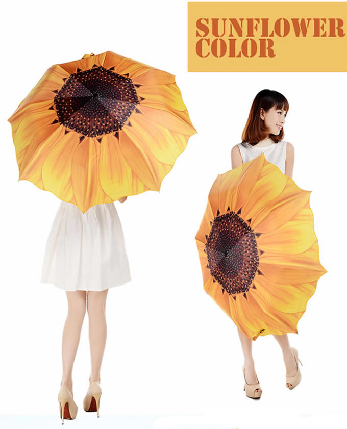 Sunflower Style 3 Folding Travel Umbrella 