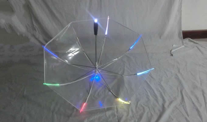 Transparent LED Light up Flashlight Umbrella 