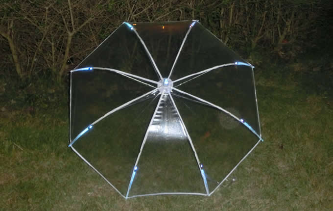 Transparent LED Light up Flashlight Umbrella 
