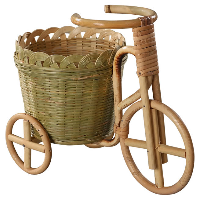 Handmade Bamboo Woven Tricycle Desktop Organize Pen Holder