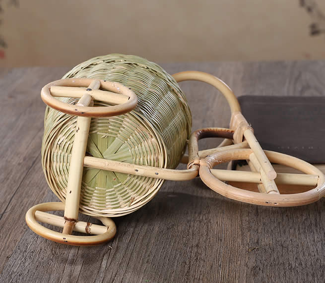 Handmade Bamboo Woven Tricycle Desktop Organize Pen Holder