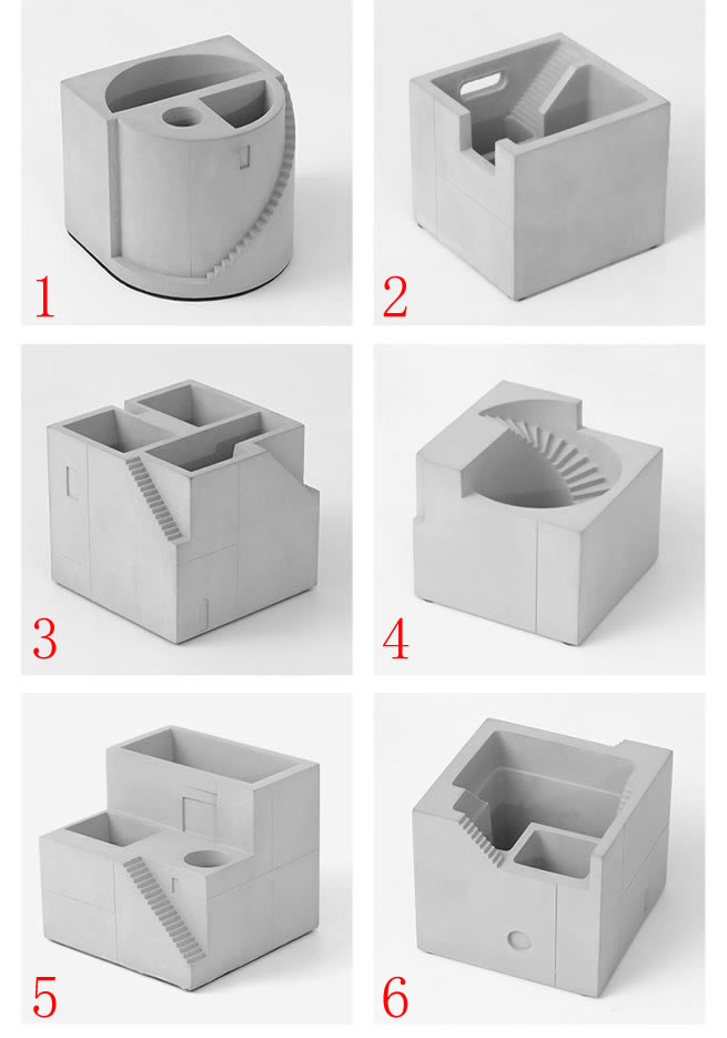 Classic Concrete Building Desktop Organizer Pen Holder