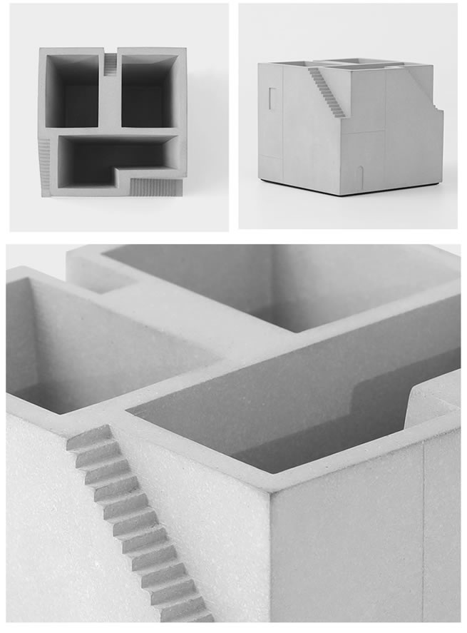 Classic Concrete Building Desktop Organizer Pen Holder