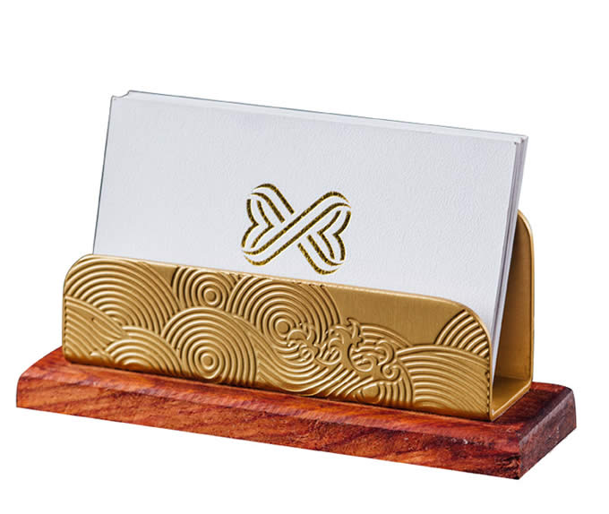 Classical Golden Brass Redwood Combination Office Business Card Holder