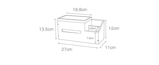 3 Compartment Bamboo Wood Organizer Caddy Tissue Holder, Remote Control  