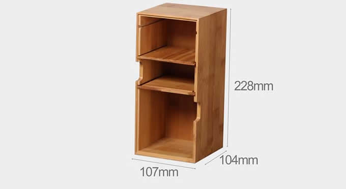 3 Compartments Wooden Divided Boxes Desktop Storage Home Office Organizer Case