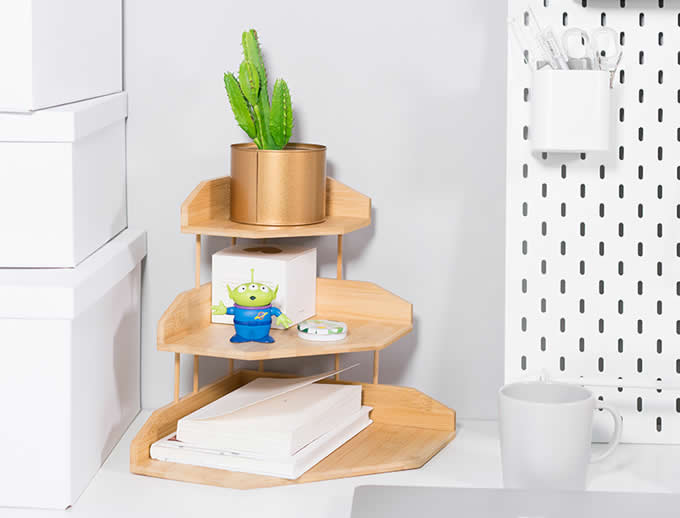 3-Tier Bamboo Corner Shelf