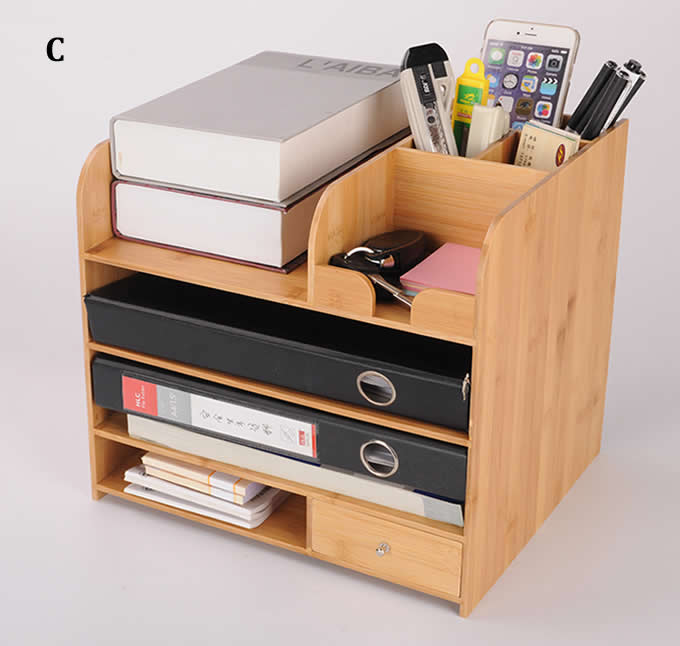  Bamboo Wood 4-Tier Desk and Office Supply Organizer 