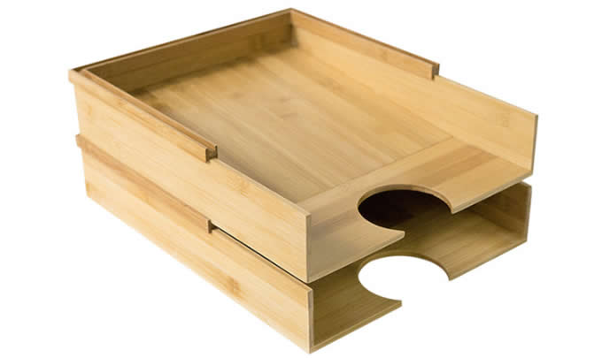  Bamboo Desktop Letter Tray Organizer 