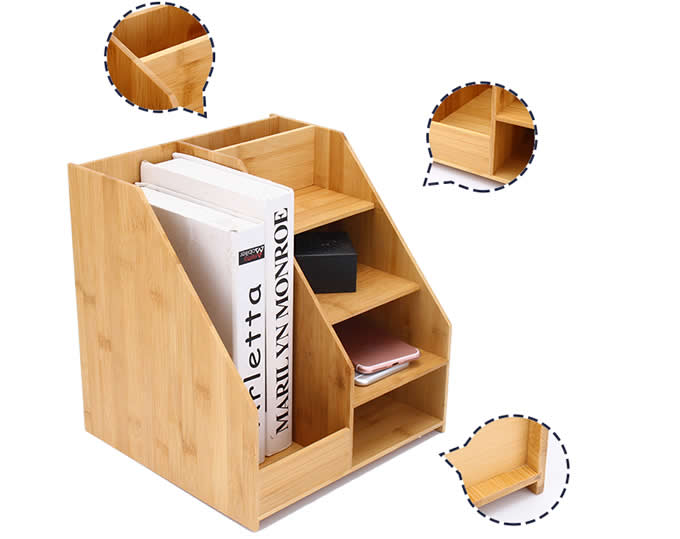  Bamboo Magizine File Rack School & Office Supplies Organizer 