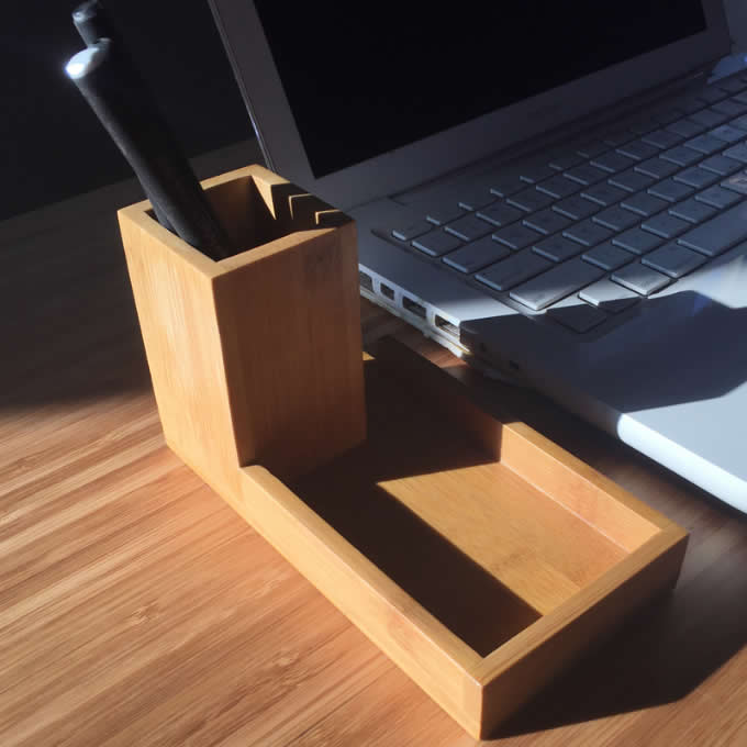 Bamboo Pencil Holder with Tray