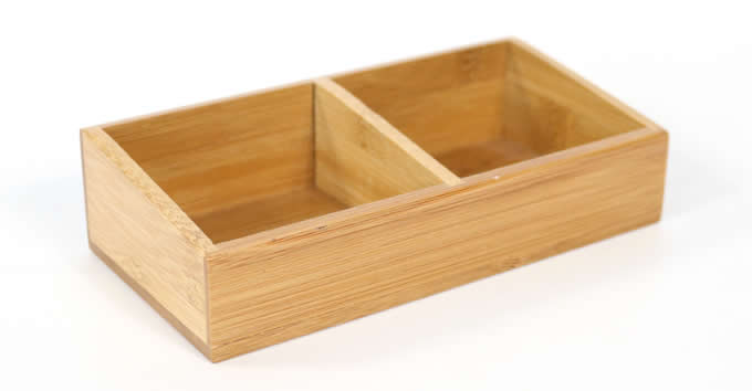 Office Supplies Wooden Desk Organizer with Drawer 2 Compartments 