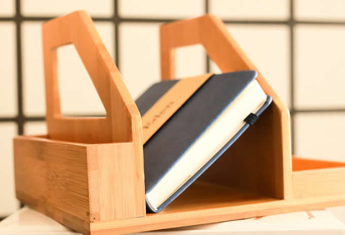 Bamboo Wood Desk Organizer Desktop Bookshelf Pen Holde Accessories Storage Caddy 