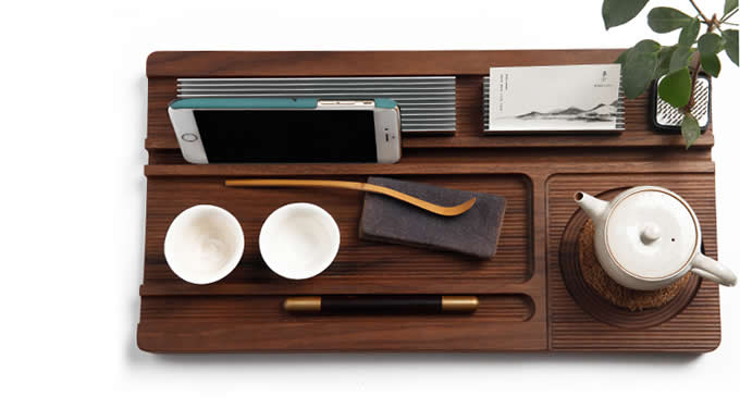   Black Walnut Mobile Phone Stand/Multi-Functional Office Home Desk Organizer for Mobile Phones, Ipad, Pen, Business Card
