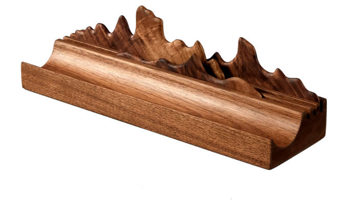 Black Walnut Pen Tray/Wood Valet Tray/Wooden Key Tray/Clear Office Desk Accessories/Desk Organizer/Pencil Holder