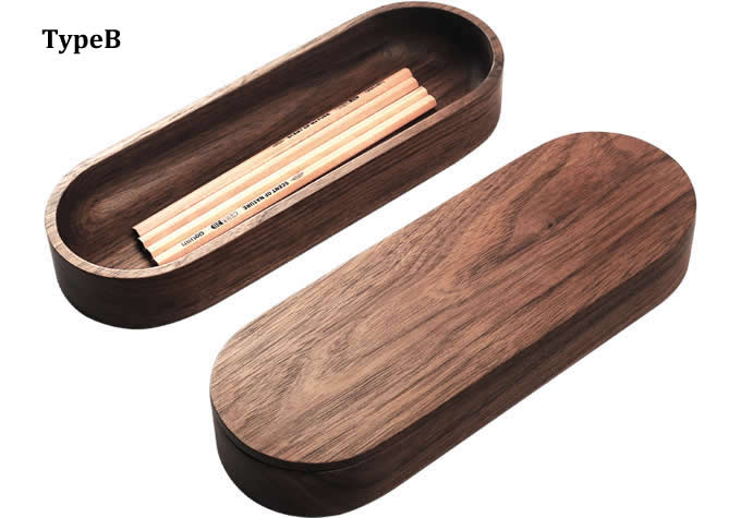 Black Walnut Wood Pen Pencil Case Box  