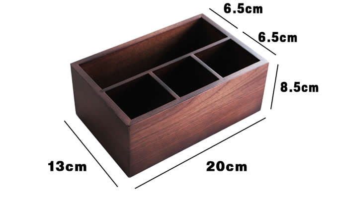  Black walnut Wooden Desktop Storage Organizer / Remote Control Caddy Holder Wood Box Container for Desk, Office Supplies, Home, End Table 