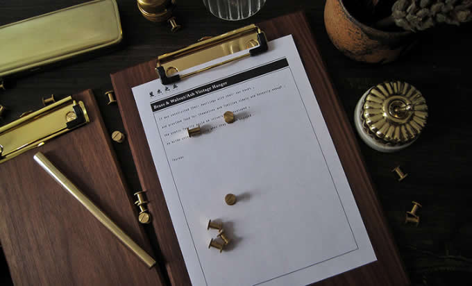  Brass & Wooden Clipboard Standard  Low Profile Clip 