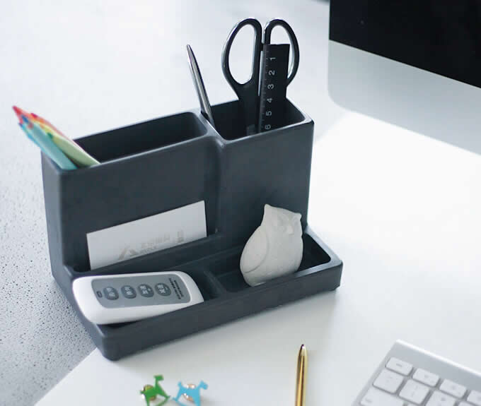 Concrete  Multi-function Desk Stationery Organizer Storage Box  Pen/Pencil ,Cell phone, Business Name Cards Remote Control Holder