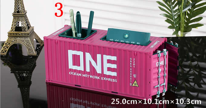  Creative Shipping Container Model Desk Office Supplies Organizer,Tissue Box(Pink) 