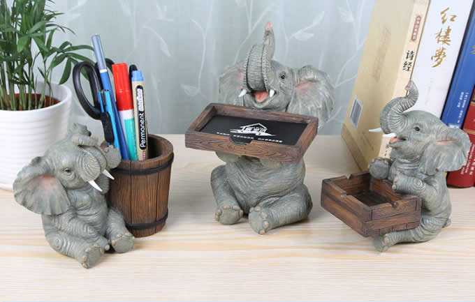 Elephant  Desk Decoration Pencil Holder,Business Card Holder,Ashtray for Office 