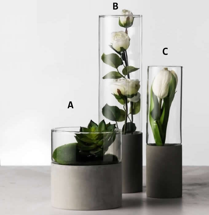 Handmade Concrete & Glass Vase