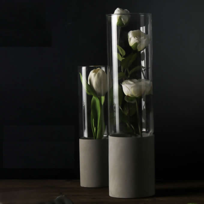 Handmade Concrete & Glass Vase