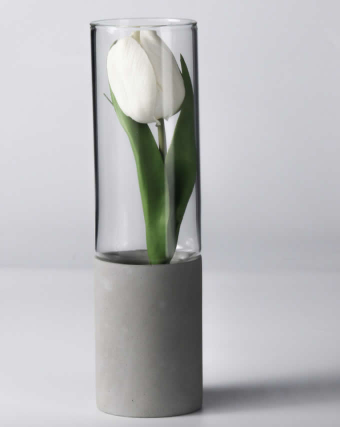 Handmade Concrete & Glass Vase