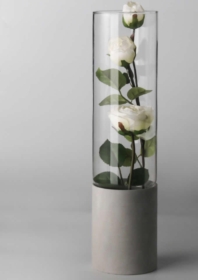 Handmade Concrete & Glass Vase