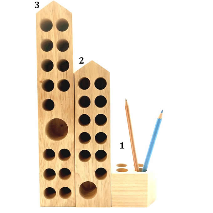 Wood Block  Pencil and Pen Holder