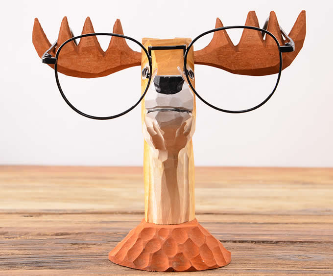  Wood Hand Carved Deer Shaped Eyeglass Holder / Spectacle Display Stand