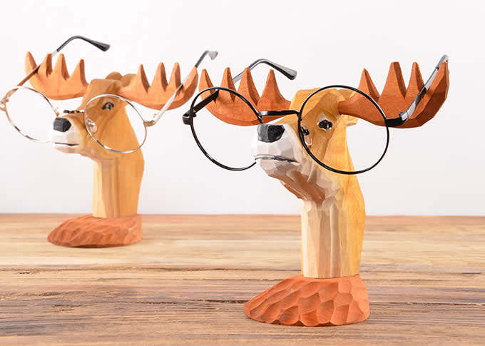  Wood Hand Carved Deer Shaped Eyeglass Holder / Spectacle Display Stand